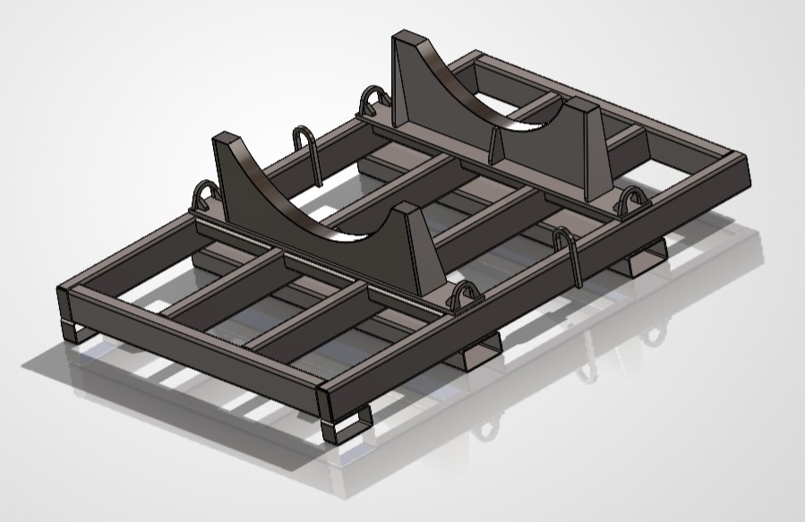 SolidWorks assembly model of custom shipping frame
