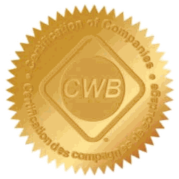 CWB certification mark. Steady Steel is certified to CSA W47.1 Division 2 and CSA W47.2 Division 2.